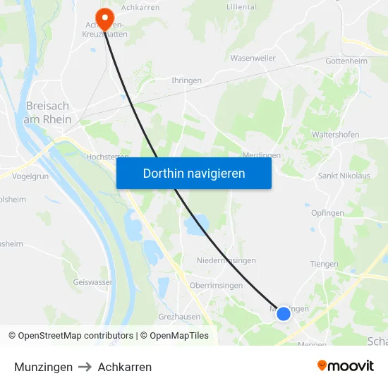 Munzingen to Achkarren map