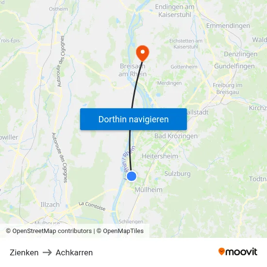 Zienken to Achkarren map