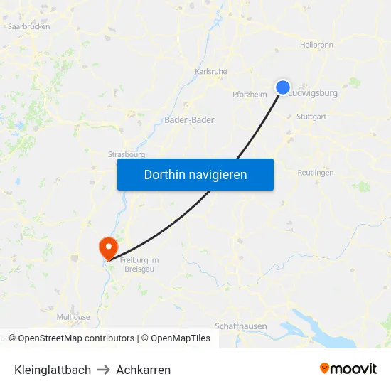 Kleinglattbach to Achkarren map