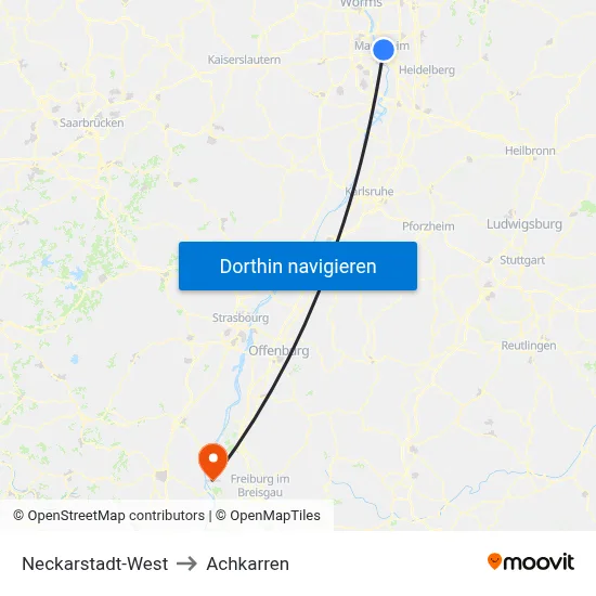 Neckarstadt-West to Achkarren map