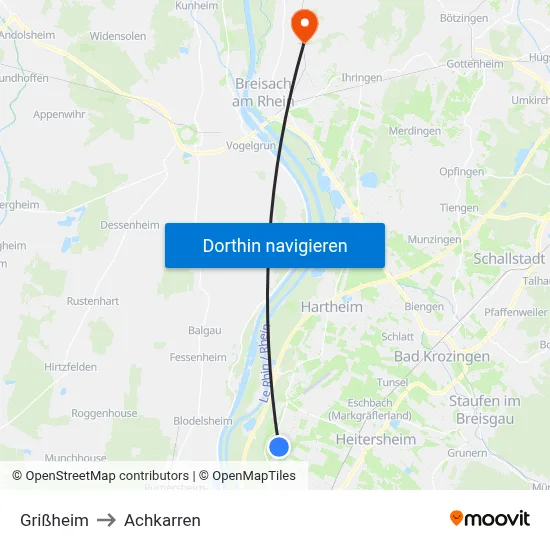 Grißheim to Achkarren map