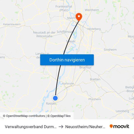 Verwaltungsverband Durmersheim to Neuostheim/Neuhermsheim map