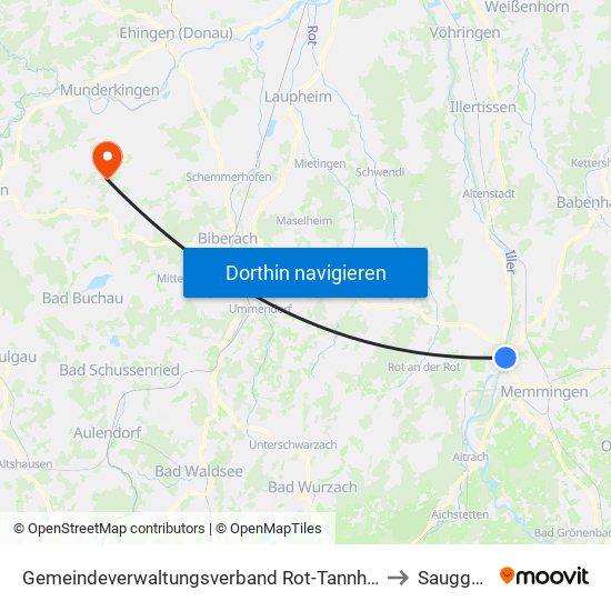 Gemeindeverwaltungsverband Rot-Tannheim to Sauggart map