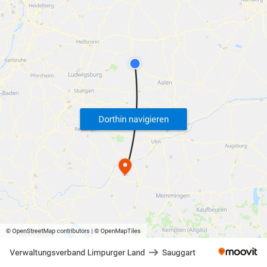 Verwaltungsverband Limpurger Land to Sauggart map