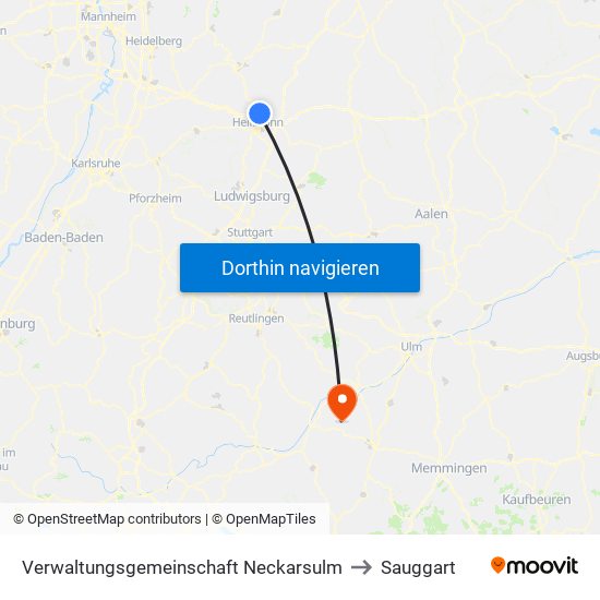 Verwaltungsgemeinschaft Neckarsulm to Sauggart map