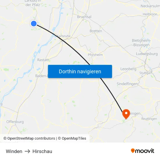 Winden to Hirschau map