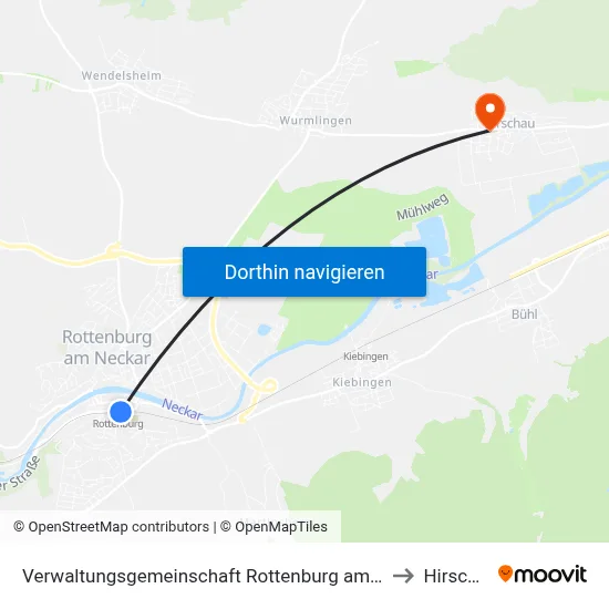 Verwaltungsgemeinschaft Rottenburg am Neckar to Hirschau map