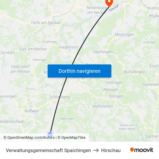 Verwaltungsgemeinschaft Spaichingen to Hirschau map