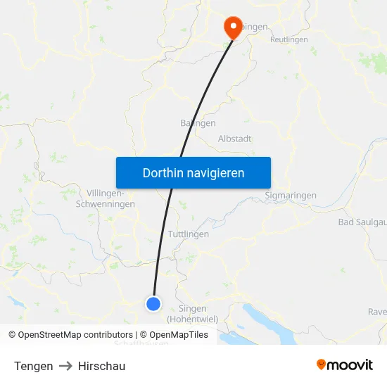 Tengen to Hirschau map