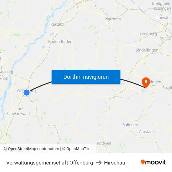Verwaltungsgemeinschaft Offenburg to Hirschau map