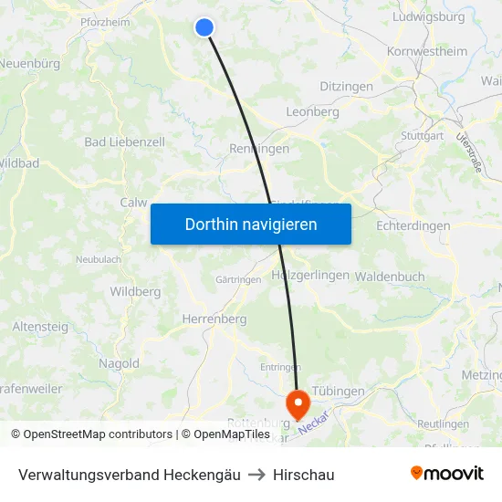 Verwaltungsverband Heckengäu to Hirschau map