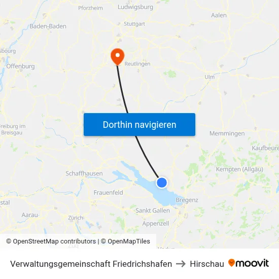 Verwaltungsgemeinschaft Friedrichshafen to Hirschau map