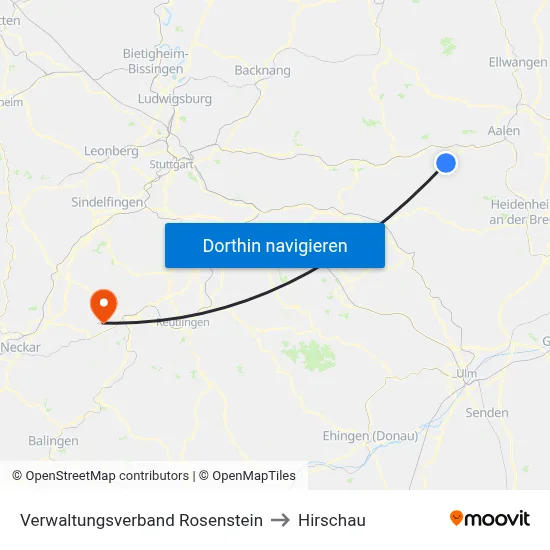 Verwaltungsverband Rosenstein to Hirschau map