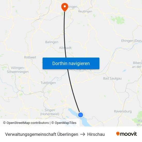Verwaltungsgemeinschaft Überlingen to Hirschau map