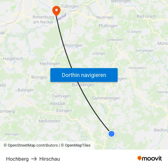 Hochberg to Hirschau map