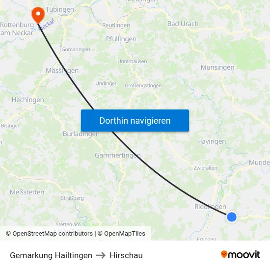 Gemarkung Hailtingen to Hirschau map