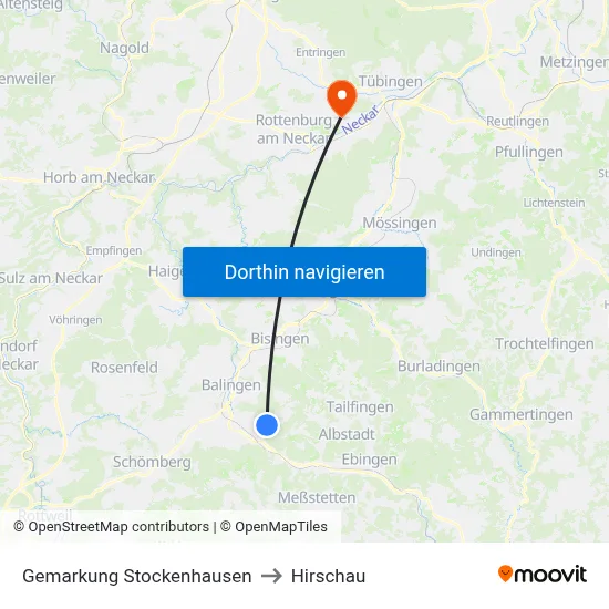 Gemarkung Stockenhausen to Hirschau map