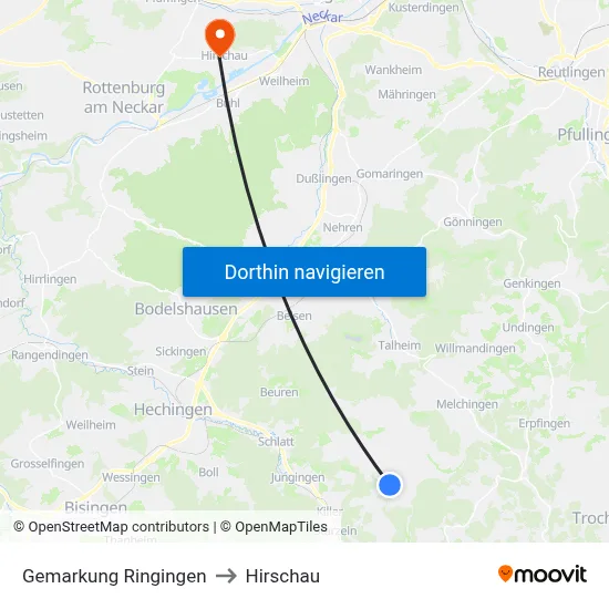 Gemarkung Ringingen to Hirschau map