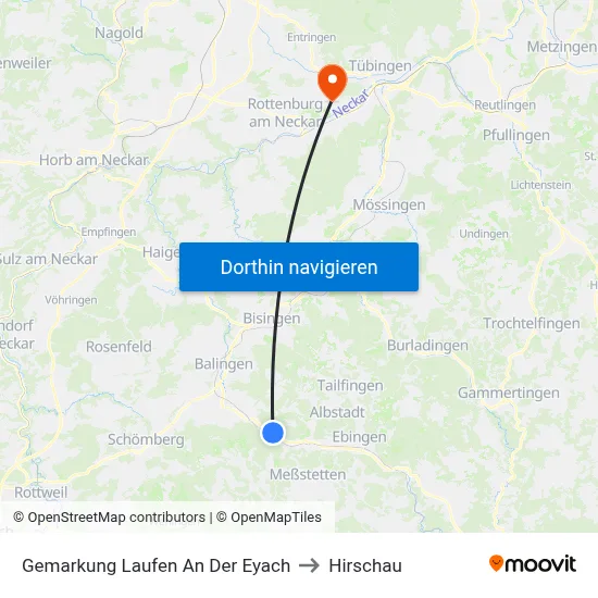 Gemarkung Laufen An Der Eyach to Hirschau map