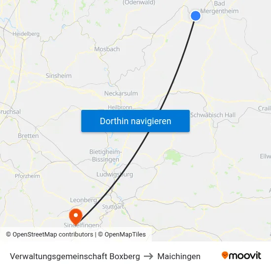 Verwaltungsgemeinschaft Boxberg to Maichingen map