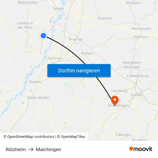 Rülzheim to Maichingen map