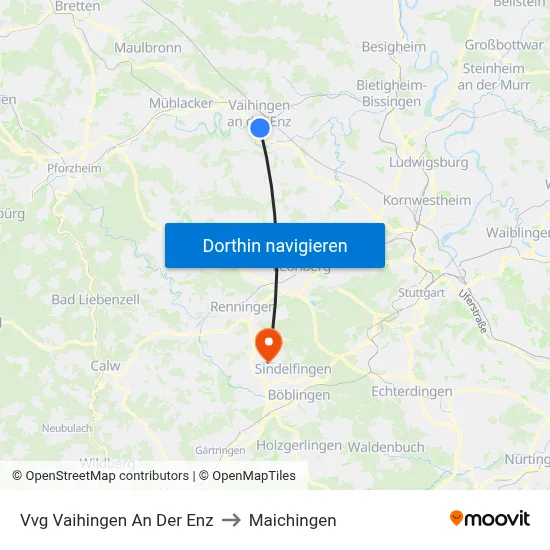 Vvg Vaihingen An Der Enz to Maichingen map