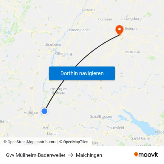 Gvv Müllheim-Badenweiler to Maichingen map