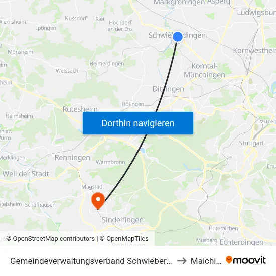Gemeindeverwaltungsverband Schwieberdingen-Hemmingen to Maichingen map