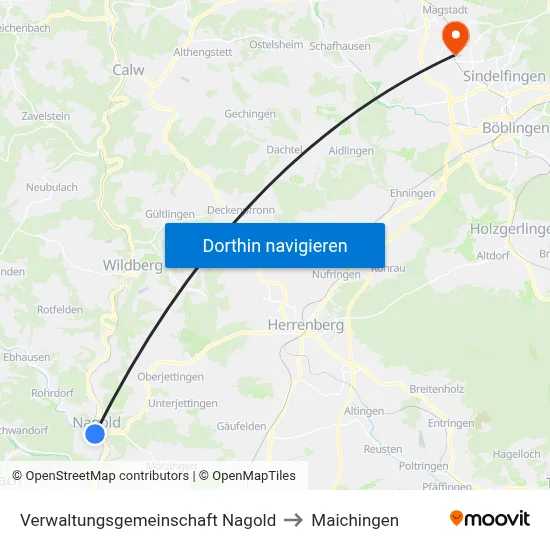 Verwaltungsgemeinschaft Nagold to Maichingen map