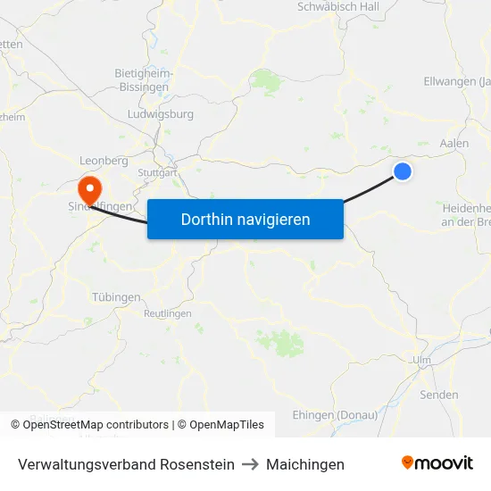 Verwaltungsverband Rosenstein to Maichingen map