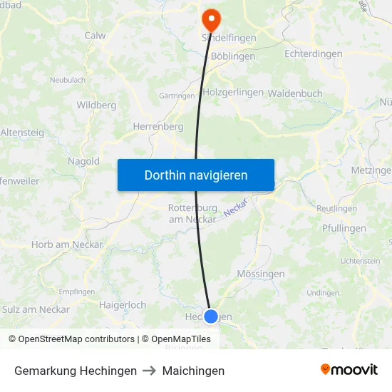 Gemarkung Hechingen to Maichingen map