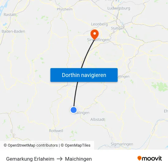 Gemarkung Erlaheim to Maichingen map