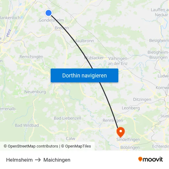 Helmsheim to Maichingen map