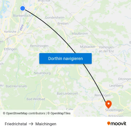 Friedrichstal to Maichingen map