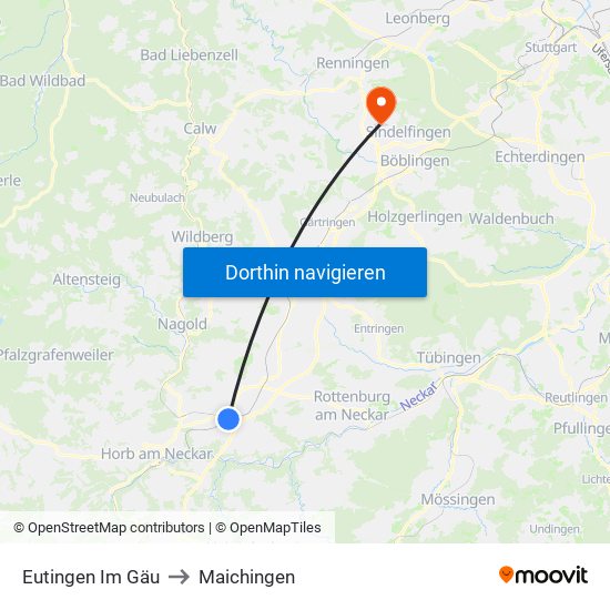 Eutingen Im Gäu to Maichingen map