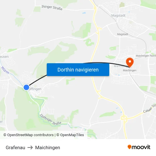 Grafenau to Maichingen map