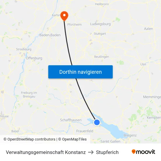 Verwaltungsgemeinschaft Konstanz to Stupferich map