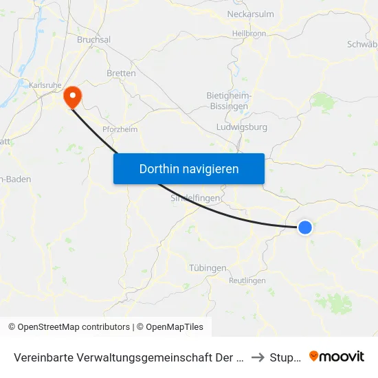 Vereinbarte Verwaltungsgemeinschaft Der Stadt Kirchheim Unter Teck to Stupferich map