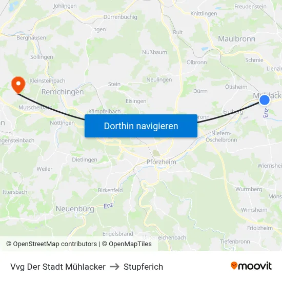Vvg Der Stadt Mühlacker to Stupferich map