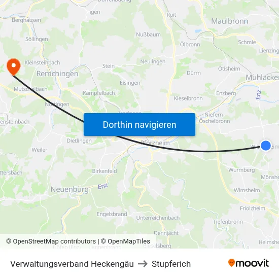 Verwaltungsverband Heckengäu to Stupferich map