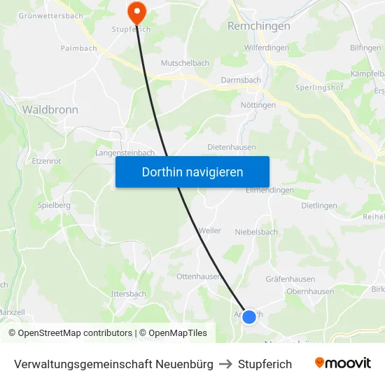 Verwaltungsgemeinschaft Neuenbürg to Stupferich map