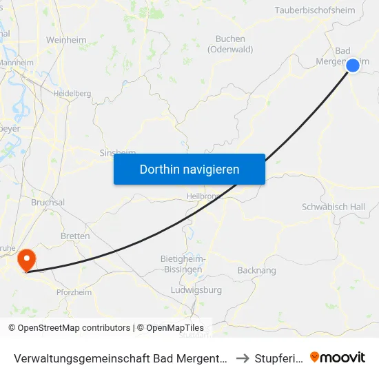 Verwaltungsgemeinschaft Bad Mergentheim to Stupferich map
