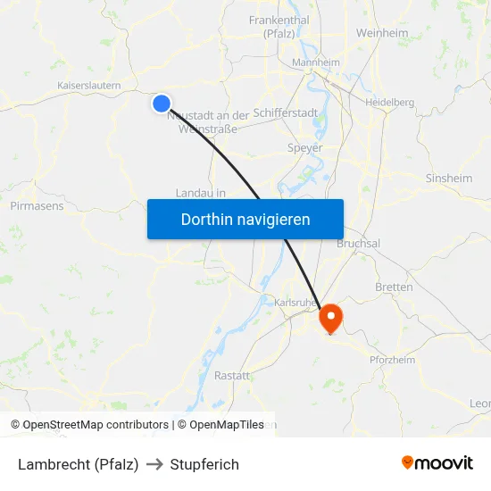 Lambrecht (Pfalz) to Stupferich map