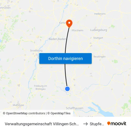 Verwaltungsgemeinschaft Villingen-Schwenningen to Stupferich map