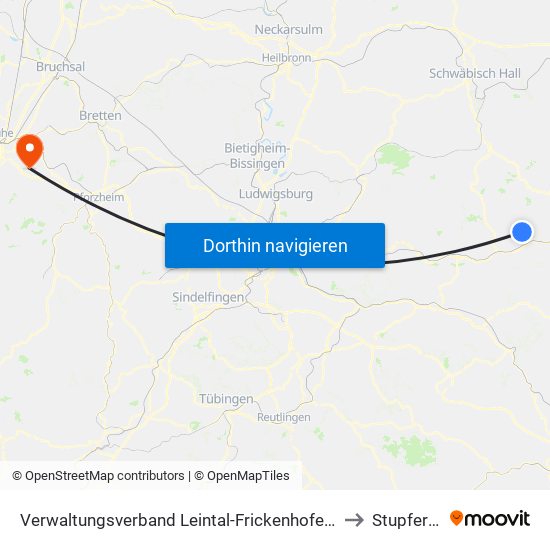 Verwaltungsverband Leintal-Frickenhofer Höhe to Stupferich map