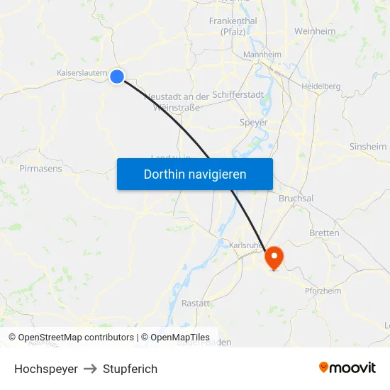 Hochspeyer to Stupferich map