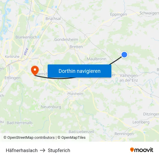 Häfnerhaslach to Stupferich map