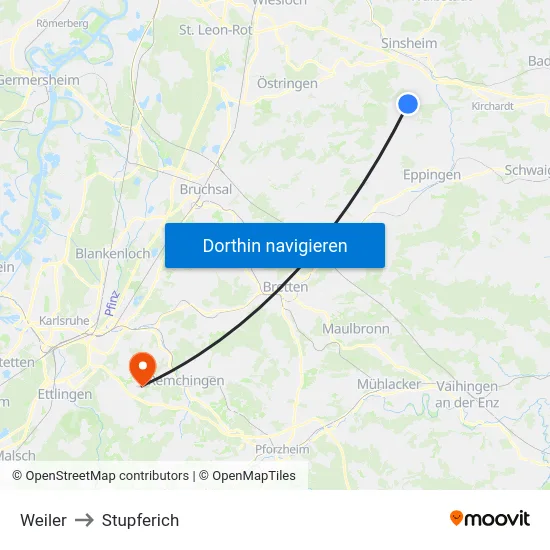 Weiler to Stupferich map