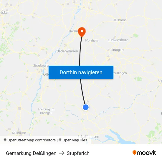 Gemarkung Deißlingen to Stupferich map