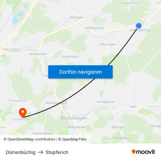 Dürrenbüchig to Stupferich map